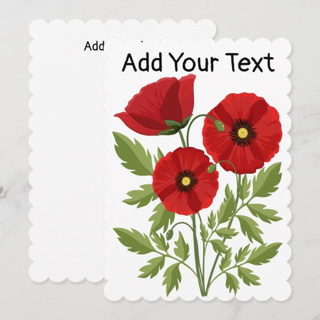 Poppy blooming joyful Summer Flowers Invitation (Front/Back)
