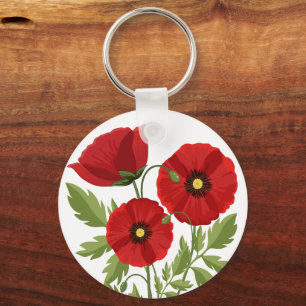Poppy blooming joyful Summer Flowers Key Ring