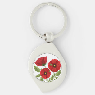 Poppy blooming joyful Summer Flowers Key Ring