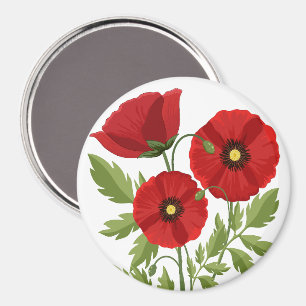 Poppy blooming joyful Summer Flowers Magnet