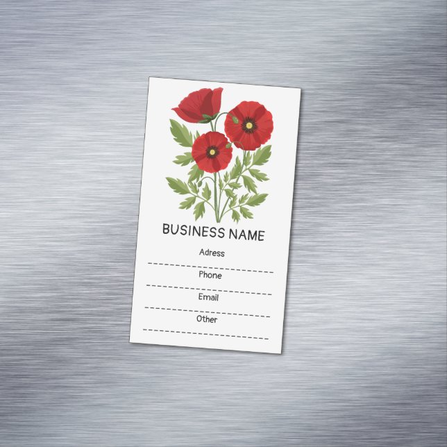 Poppy blooming joyful Summer Flowers Magnetic Business Card (In Situ)
