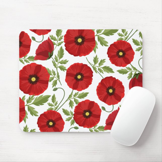 Poppy blooming joyful Summer Flowers Mouse Mat (With Mouse)