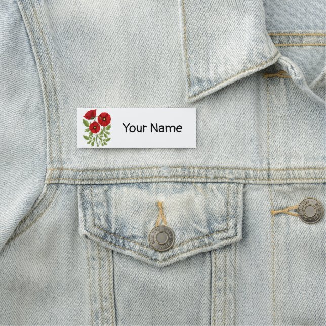 Poppy blooming joyful Summer Flowers Name Tag (In Situ)