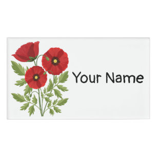 Poppy blooming joyful Summer Flowers Name Tag