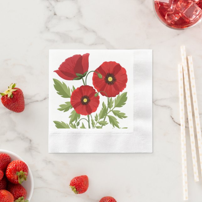 Poppy blooming joyful Summer Flowers Napkin (Insitu)