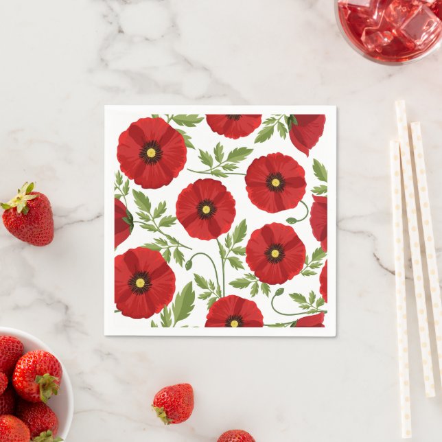 Poppy blooming joyful Summer Flowers Napkin (Insitu)
