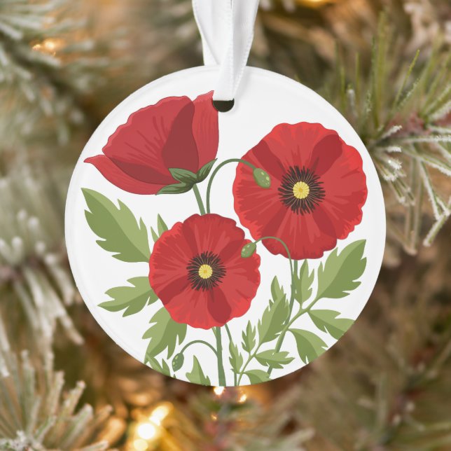 Poppy blooming joyful Summer Flowers Ornament (Tree)