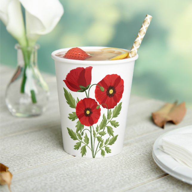 Poppy blooming joyful Summer Flowers Paper Cups (Insitu)