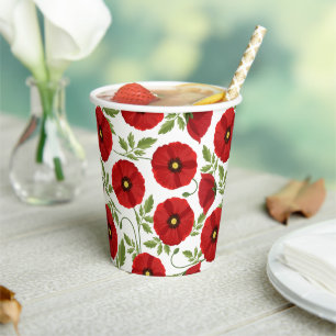 Poppy blooming joyful Summer Flowers Paper Cups