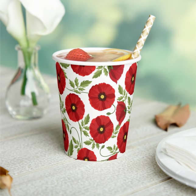 Poppy blooming joyful Summer Flowers Paper Cups (Insitu)