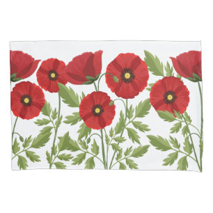 Poppy blooming joyful Summer Flowers Pillowcase