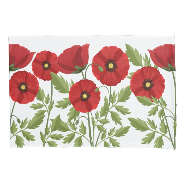 Poppy blooming joyful Summer Flowers Pillowcase (Front)