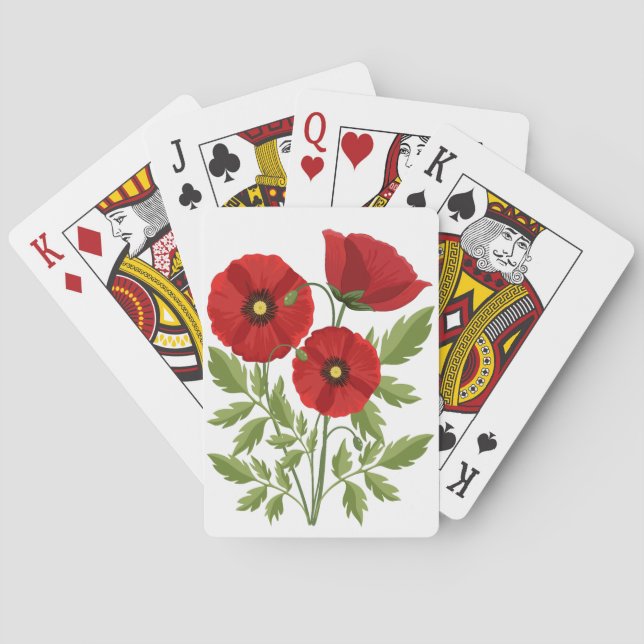 Poppy blooming joyful Summer Flowers Playing Cards (Back)