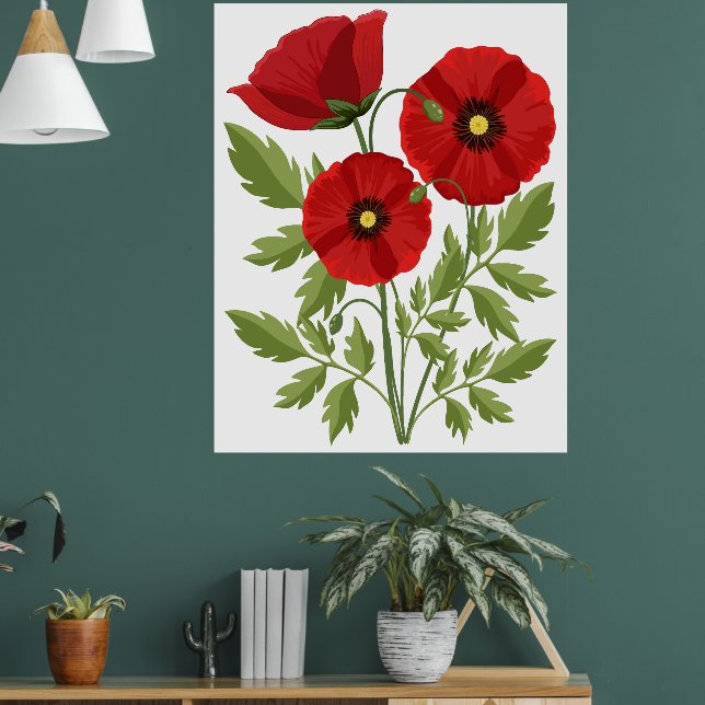Poppy blooming joyful Summer Flowers Poster (Living Room 1)