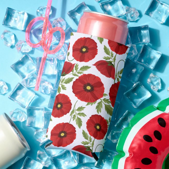 Poppy blooming joyful Summer Flowers Seltzer Can Cooler (In Situ Summer)