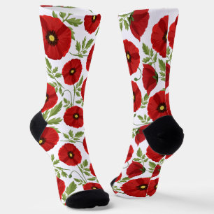 Poppy blooming joyful Summer Flowers Socks