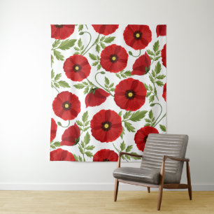 Poppy blooming joyful Summer Flowers Tapestry