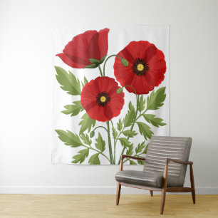 Poppy blooming joyful Summer Flowers Tapestry