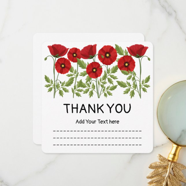 Poppy blooming joyful Summer Flowers Thank You Card (Front/Back In Situ)