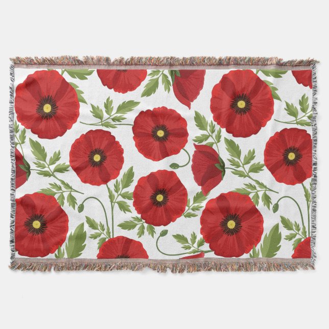 Poppy blooming joyful Summer Flowers Throw Blanket (Front)