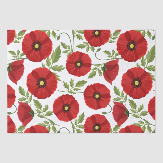 Poppy blooming joyful Summer Flowers Tissue Paper (Front)