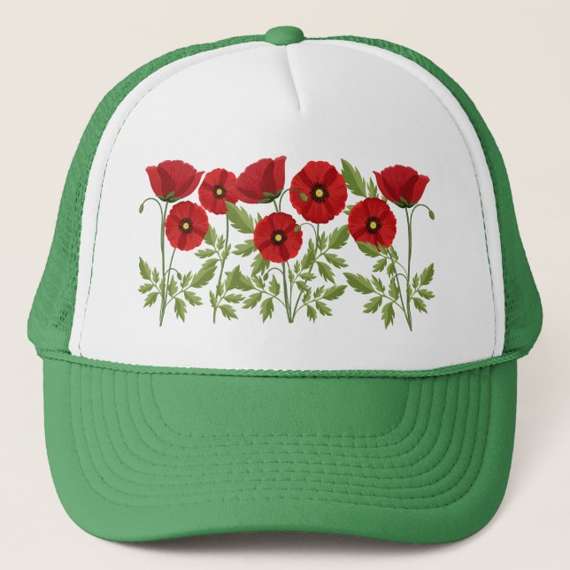 Poppy blooming joyful Summer Flowers Trucker Hat (Front)