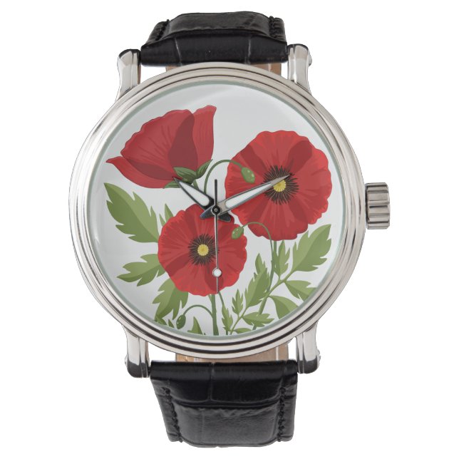 Poppy blooming joyful Summer Flowers Watch (Front)