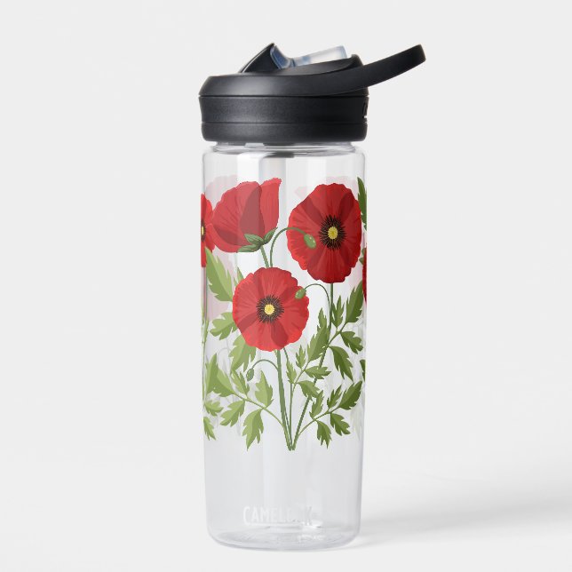 Poppy blooming joyful Summer Flowers Water Bottle (Left)