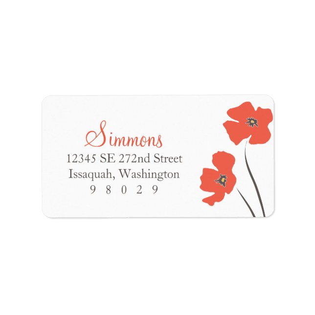 Poppy Blossom Address Label (Front)