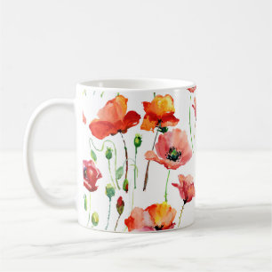 Poppy Blossom: Simple Seamless Background. Coffee Mug