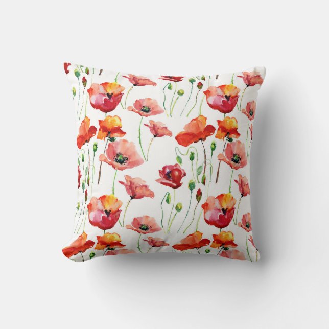 Poppy Blossom: Simple Seamless Background. Cushion (Front)