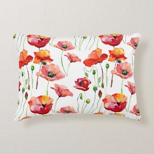 Poppy Blossom: Simple Seamless Background. Decorative Cushion (Front)