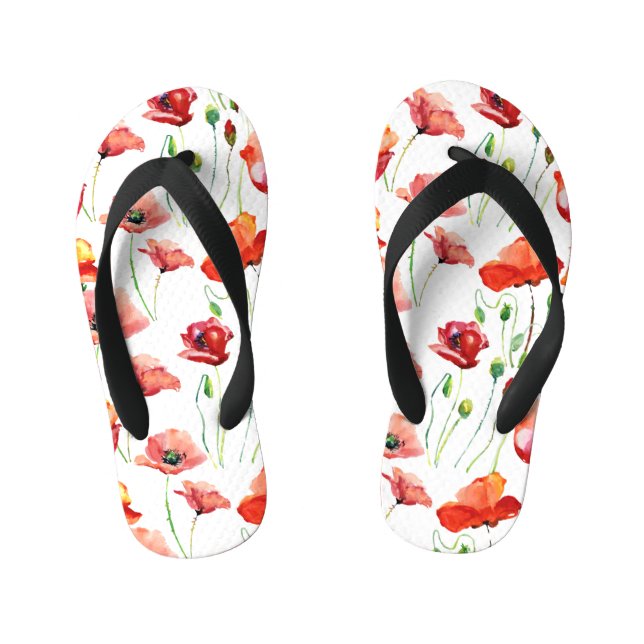 Poppy Blossom: Simple Seamless Background. Kid's Flip Flops (Footbed)