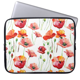 Poppy Blossom: Simple Seamless Background. Laptop Sleeve