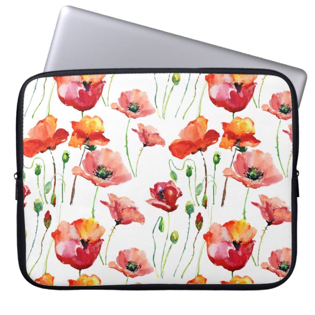 Poppy Blossom: Simple Seamless Background. Laptop Sleeve (Front)