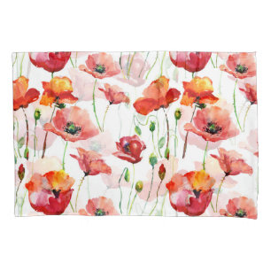 Poppy Blossom: Simple Seamless Background. Pillowcase