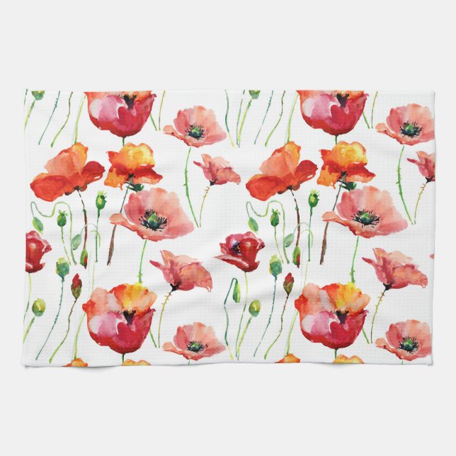 Poppy Blossom: Simple Seamless Background. Tea Towel (Horizontal)