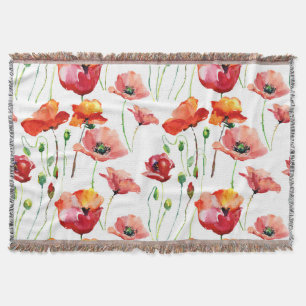 Poppy Blossom: Simple Seamless Background. Throw Blanket