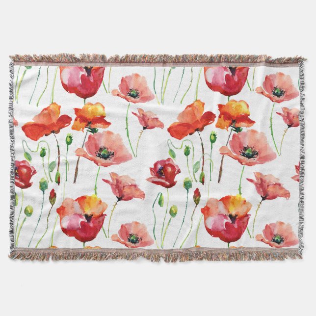 Poppy Blossom: Simple Seamless Background. Throw Blanket (Front)