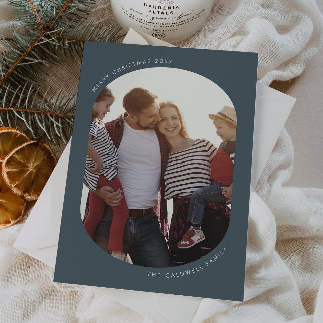 POPPY Blue Modern Fun Family DIY Photo Christmas Holiday Card (POPPY Blue Modern Fun Family DIY Photo Christmas Holiday Card)