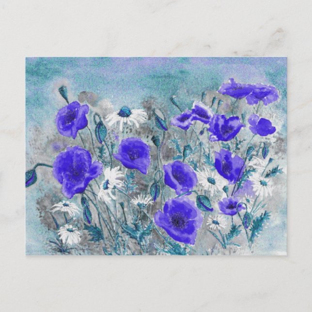 'Poppy Blue' Postcard (Front)