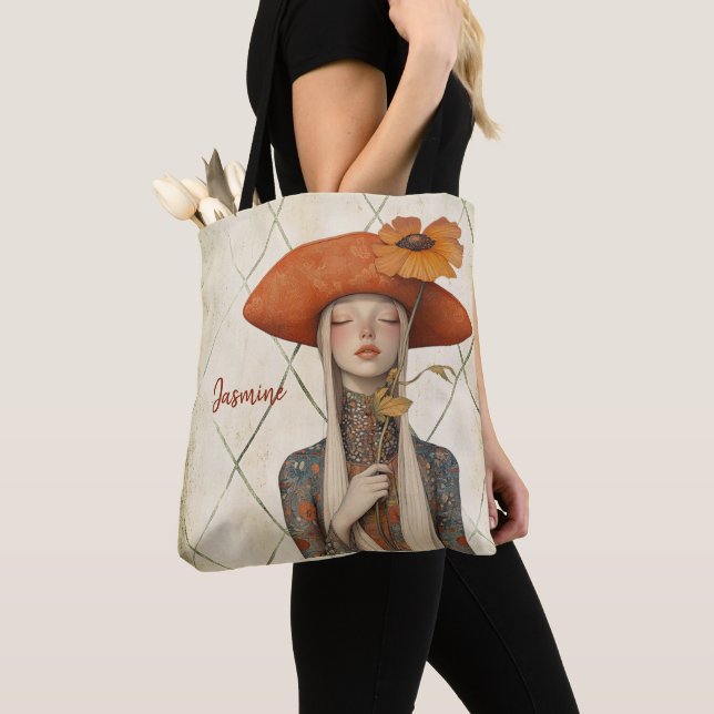 Poppy | Boho Art Personalised Tote Bag (Close Up)