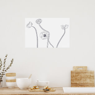 Poppy Botanical LIne Art Poster