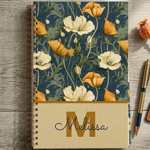 Poppy Botanical Moody Blue Gold Planner