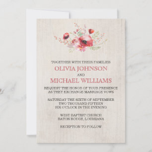 Poppy Bouquet Wedding Invitations