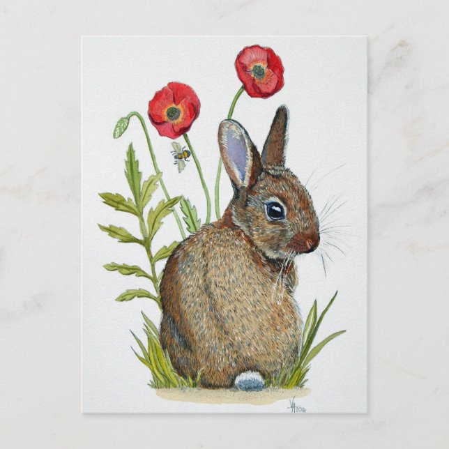'Poppy Bunny' Postcard (Front)