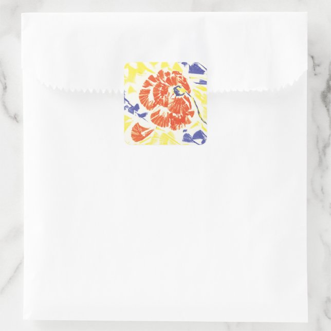 Poppy Burst Blowing original art Square Sticker (Bag)
