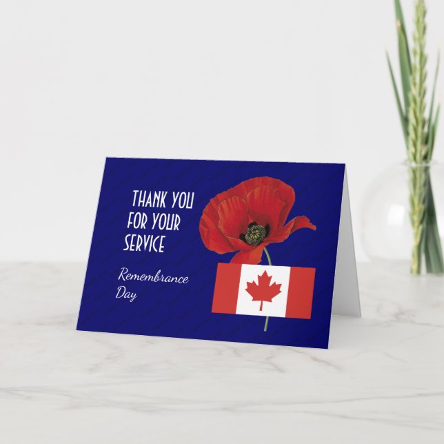 Poppy | CANADA Veterans | REMEMBRANCE DAY Thank You Card (Front)