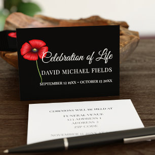 Poppy Celebration of Life Funeral Cards
