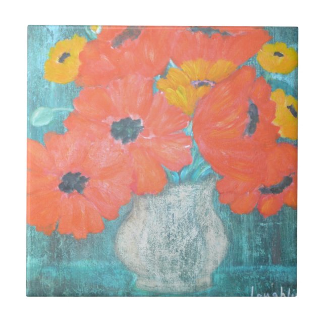 Poppy Ceramic Tile By Brendan Loughlin (Front)